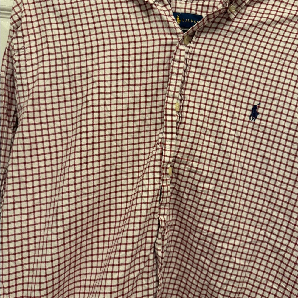 Polo by Ralph Lauren Red and White Windowpane Button-Down Shirt